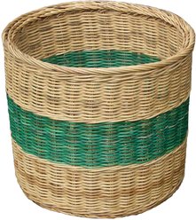 D-Art Collection Wicker Stripe Storage Dog & Cat Toy Bin, Natural, Medium