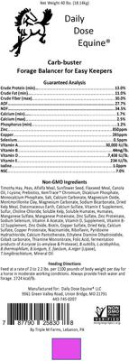 Show full view: Daily Dose Equine Carbbuster Horse Feed, 40-lb bag slide 2 of 4