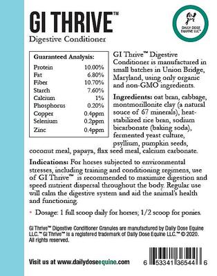 Show full view: Daily Dose Equine GI Thrive Digestive Conditioner Powder Horse Supplement, 4-lb bucket slide 3 of 5