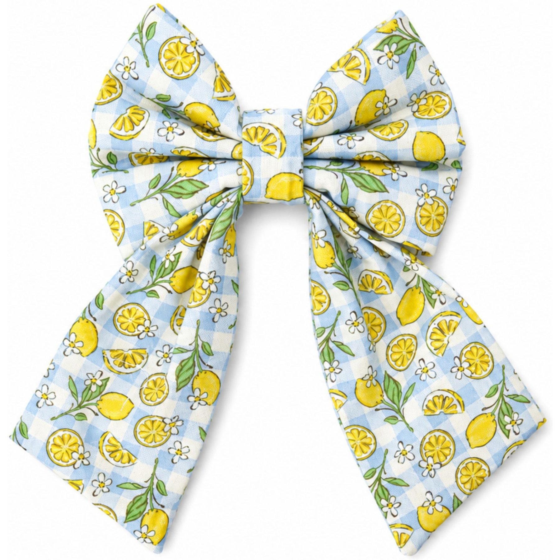 DAPPER DEXTER Lemon Plaid Sailor Accessories Dog Bow Tie, Blue
