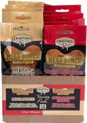 Darford Junior Mega Bacon & Mega P'Nut Variety Pack Adult Dog Bones, Medium/Large, case of 12