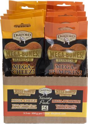 Show full view: Darford Junior Mega Cheez & Mega Pumpkin Variety Pack Adult Dog Bones, Medium/Large, case of 12 slide 1 of 9