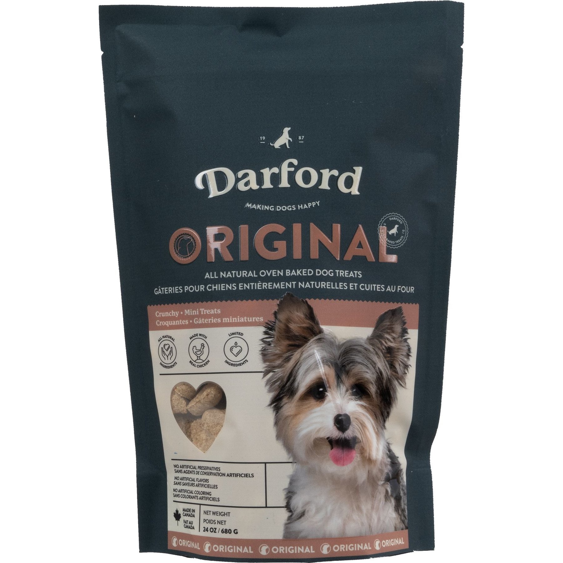 Darford Original No-Corn-Wheat-Soy Chicken Bone Adult Small Crunchy Dog Treats, 24-oz bag