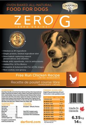 Show full view: Darford Zero/G Free Run Chicken Recipe Limited Ingredients Dry Dog Food, 14-lb box slide 5 of 7