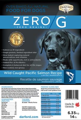 Show full view: Darford Zero/G Wild Caught Pacific Salmon Recipe Limited Ingredients Dry Dog Food, 14-lb box slide 5 of 7