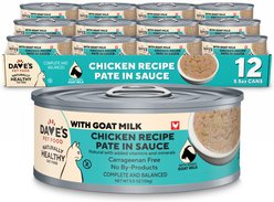 Dave's Pet Food Grain-Free Chicken Flavored in Goat's Milk & Broth Pate Wet Cat Food, 5.5-oz can, 12 count