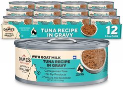 Dave's Pet Food Grain-Free Tuna Flavored in Gravy with Goat's Milk Wet Cat Food, 5.5-oz can, 12 count