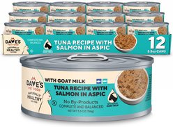 Dave's Pet Food Grain-Free Tuna & Salmon Flavored in Aspic with Goat's Milk Wet Cat Food, 5.5-oz can, 12 count