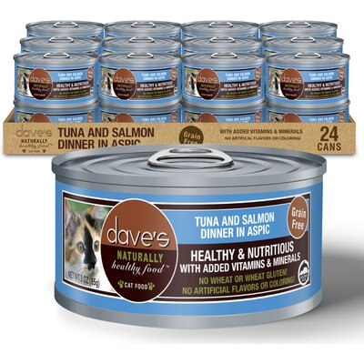 Dave's Pet Food Dave's Pet Food Tuna & Salmon in Aspic Cat Food, 3-oz, case of 24