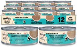 Dave's Pet Food Variety Pack Grain-Free Chicken & Turkey in Goat's Milk & Broth Wet Cat Food, 5.5-oz can, 12 count