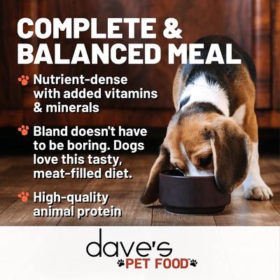 Show full view: Dave's Pet Food 95% Premium Beef & Beef Liver Pate Grain-Free Recipe Canned Wet Dog Food, 12.5-oz, case of 12 slide 4 of 9