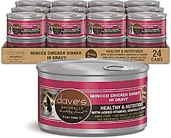 Dave's Pet Food Minced Chicken Dinner in Gravy Recipe Grain-Free Wet Cat Food, 2.8-oz can, 24 count