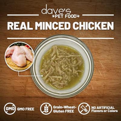 Show full view: Dave's Pet Food Minced Chicken Dinner in Gravy Recipe Grain-Free Wet Cat Food, 2.8-oz can, 24 count slide 5 of 10
