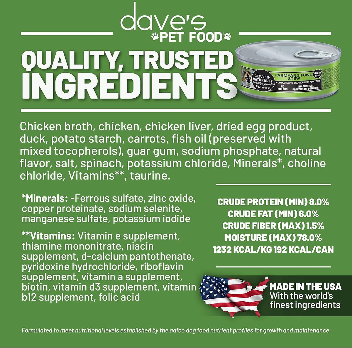 Dave's Pet Food Naturally Healthy Farmyard Fowl Chicken & Duck Recipe Grain-Free Canned Wet Cat Food, 5.5-oz can, case of 24