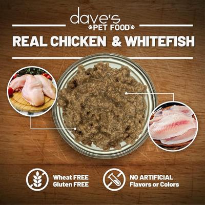 Show full view: Dave's Pet Food Naturally Healthy Grain-Free Chicken & Whitefish Dinner Wet Canned Cat Food Pate, 5.5-oz can, case of 24 slide 6 of 12
