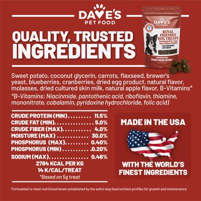 Show full view: Dave's Pet Food Renal-Friendly Sweet Potato Grain-Free Soft & Chewy Dog Treats, 5-oz bag slide 7 of 10