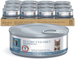 Dave's Pet Food Restricted Magnesium Chicken Diet Wet Canned Cat Food, 5.5-oz can, case of 24