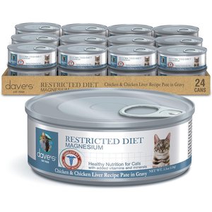 Dave's Pet Food Restricted Magnesium Chicken Diet Wet Canned Cat Food, 5.5-oz can, case of 24