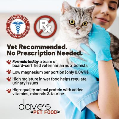 Show full view: Dave's Pet Food Restricted Magnesium Chicken Diet Wet Canned Cat Food, 5.5-oz can, case of 24 slide 4 of 11