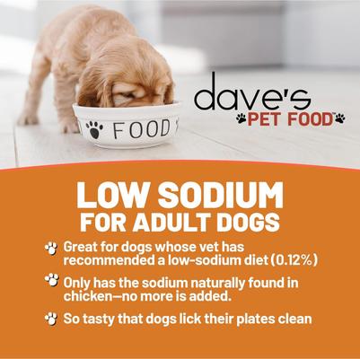 Show full view: Dave's Pet Food Restricted Sodium Chicken Recipe Grain-Free Wet Dog Food, 13.2-oz can, 12 count slide 3 of 10
