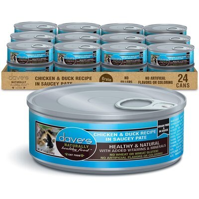 Dave's Pet Food Dave's Pet Food Saucey Pate Chicken & Duck Recipe Grain-Free Canned Wet Cat Food, 5.5-oz can, case of 24