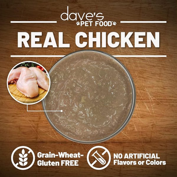 Dave's Pet Food Saucy Pate Chicken Recipe Grain-Free Wet Canned Cat Food, 5.5-oz can, case of 24