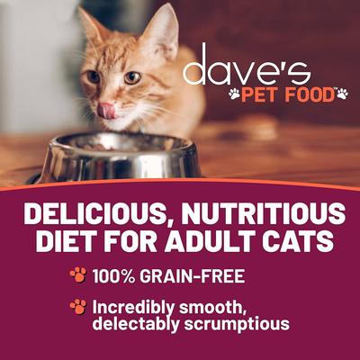 Show full view: Dave's Pet Food Saucey Pate Chicken & Turkey Recipe Grain-Free Canned Wet Cat Food, 5.5-oz can, case of 24 slide 3 of 9