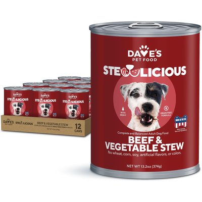Dave's Pet Food Dave's Pet Food Stewlicious Beef & Vegetable Stew. Grain-Free Canned Wet Dog Food, 13.2-oz, case of 12