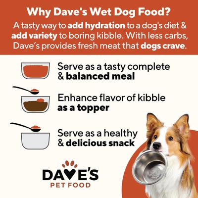 Show full view: Dave's Pet Food Stewlicious Beef & Vegetable Stew. Grain-Free Canned Wet Dog Food, 13.2-oz, case of 12 slide 4 of 10