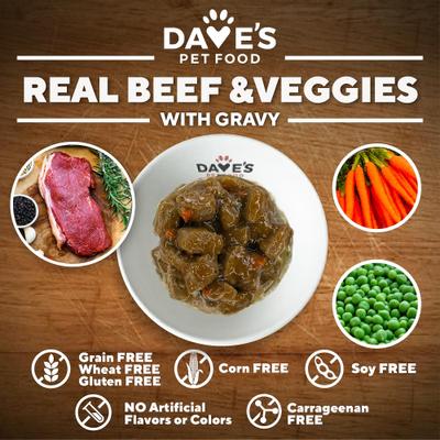 Show full view: Dave's Pet Food Stewlicious Beef & Vegetable Stew. Grain-Free Canned Wet Dog Food, 13.2-oz, case of 12 slide 5 of 10