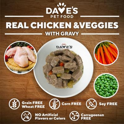 Show full view: Dave's Pet Food Stewlicious Chicken & Vegetable Stew Grain-Free Canned Wet Dog Food, 13.2-oz, case of 12 slide 5 of 9