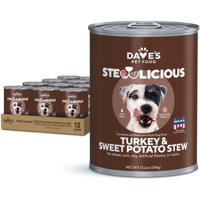 Dave's Pet Food Dave's Pet Food Stewlicious Turkey & Sweet Potato Stew, Grain-Free Canned Wet Dog Food, 13.2-oz, case of 12