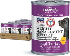 Dave's Pet Food Weight Management Turkey & Vegetables Recipe Pate Wet Canned Dog Food,13.2-oz can, case of 12