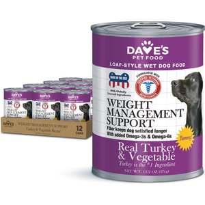Dave's Pet Food Weight Management Turkey & Vegetables Recipe Pate Wet Canned Dog Food,13.2-oz can, case of 12