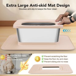 Decflow 10-L Stainless Steel No Spill Anti-Splash Dog Water Bowl with XX-Large Silicone Mat, Beige slide 2 of 9