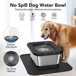 Decflow 10-L Stainless Steel No Spill Anti-Splash Dog Water Bowl with XX-Large Silicone Mat, Black slide 2 of 9