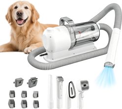Decflow 4-in-1 Dog & Cat Grooming Vacuum Kit with Adjustable Suction & Large Dust Cup, White