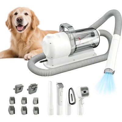 Decflow Decflow 4-in-1 Dog & Cat Grooming Vacuum Kit with Adjustable Suction & Large Dust Cup, White