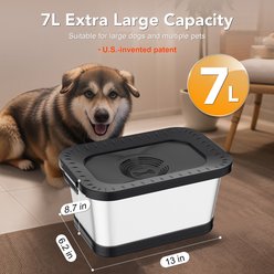 Decflow Stainless Steel No-Spill Anti-Splash Dog Water Bowl with Anti-Skid Mat, 7-L, Black slide 2 of 7