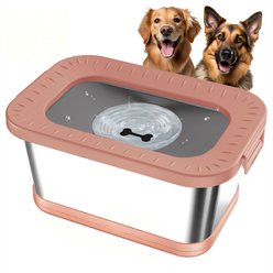 Decflow Stainless Steel No-Spill Anti-Splash Dog Water Bowl with Anti-Skid Mat, 7-L, Pink slide 1 of 7
