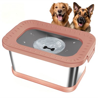 Decflow Decflow Stainless Steel No-Spill Anti-Splash Dog Water Bowl with Anti-Skid Mat, 7-L, Pink