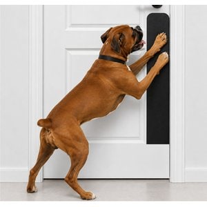 Deck the Door Decor Premium Aluminum Kwik Plates 3M Adhesive Dog Door Scratch Protection Plate, Satin Black, 22 x 4-in