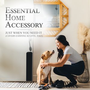 Deck the Door Decor Premium Aluminum Kwik Plates 3M Adhesive Dog Door Scratch Protection Plate, Satin Black, 22 x 4-in