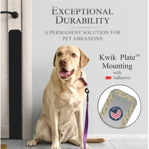 Deck the Door Decor Premium Aluminum Kwik Plates 3M Adhesive Dog Door Scratch Protection Plate, Satin Black, 22 x 4-in