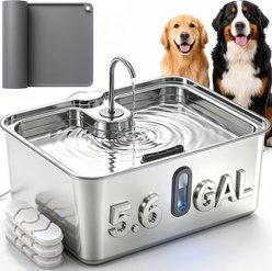 Deftpet Automatic Stainless-Steel Large Dogs Fountain, Silver, 5.6-gal