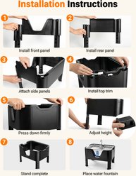 Deftpet Elevated Adjustable Modern 4 Heights Stainless Steel Plastic Water Fountain Dog Stand, Black, Large slide 2 of 8