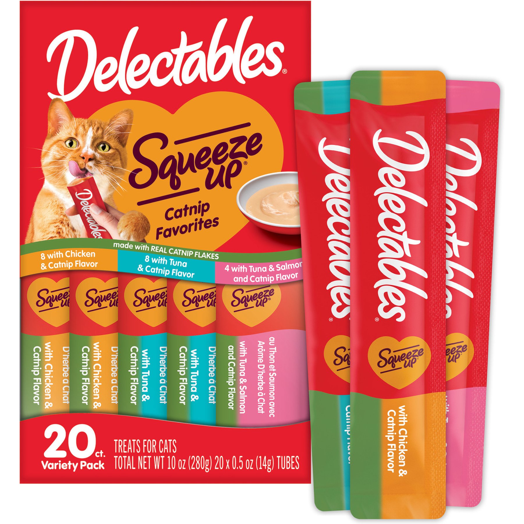 Delectables Squeeze Up Catnip Flavored Variety Pack Grain-Free Lickable Cat Treats, 0.5-oz tube, case of 20