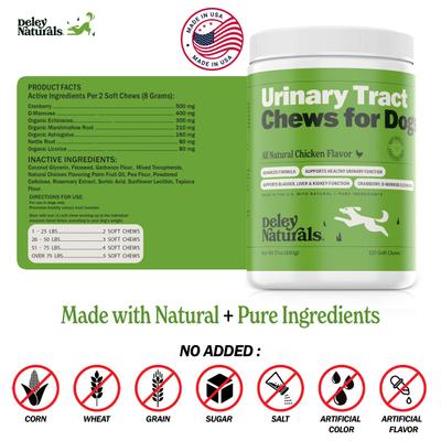 Show full view: Deley Naturals Advanced Urinary Tract Chicken Flavor Dog Supplement, 17-oz Canister, 120 Count slide 7 of 8