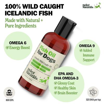 Show full view: Deley Naturals Fish Oil Dog Supplement, 4-fl oz bottle slide 3 of 10