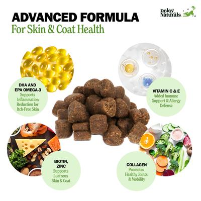 Show full view: Deley Naturals Omega Salmon Flavored Skin & Coat Chews Supplement for Dogs, 9.525-oz canister, 90 count slide 3 of 8